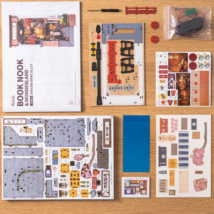 Kit de construction en bois Book Nook – Allée des cerisiers 