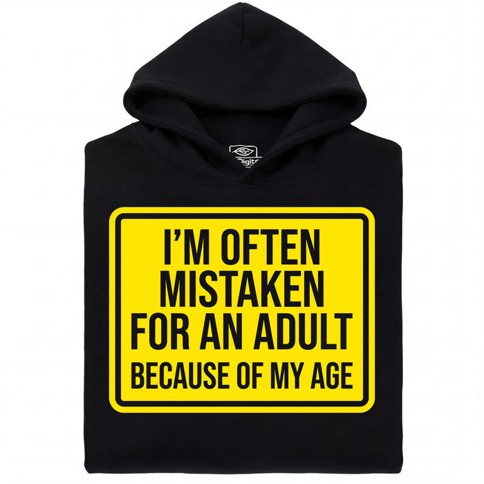 Mistaken For An Adult - Vista principale Hoodie Nero