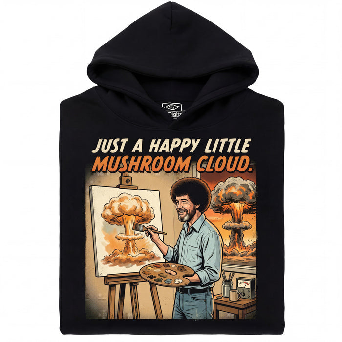 Happy Little Mushroom Cloud - Vooraanzicht Hoodie Zwart
