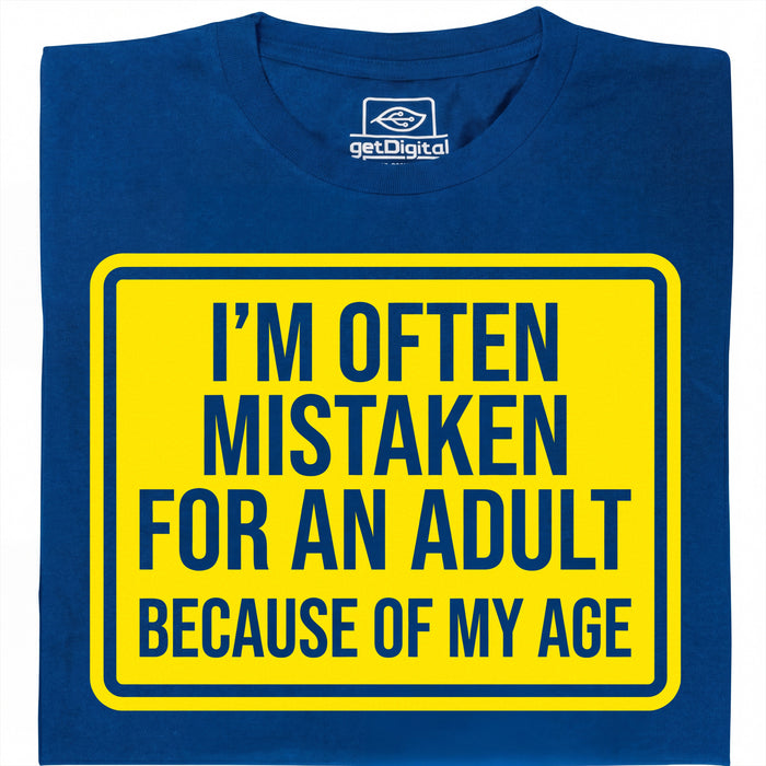 Mistaken For An Adult - Vista principale T-Shirt Blu