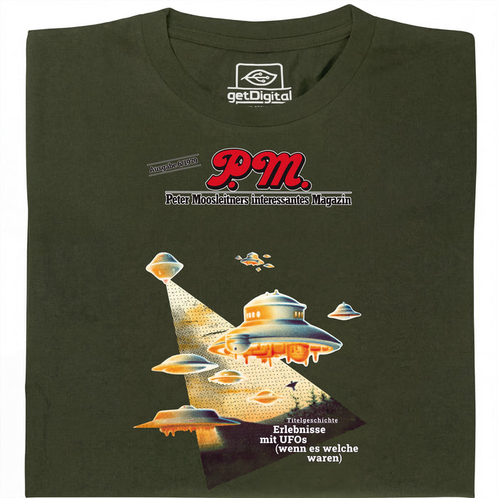 P.M. Revista 6/1979 Encuentros con Ovnis - Vista principal Camiseta Verde Oscuro