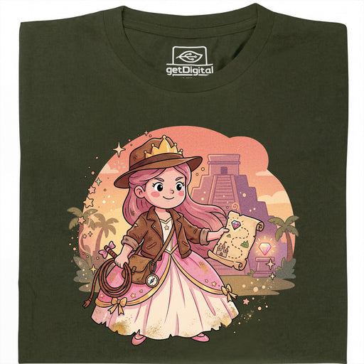 Nerdy Princess & The Lost Temple - Hauptansicht T-Shirt Dunkelgrün