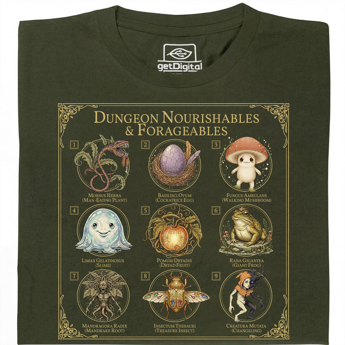 Dungeon Nourishables - Hoofdweergave T-shirt Donkergroen