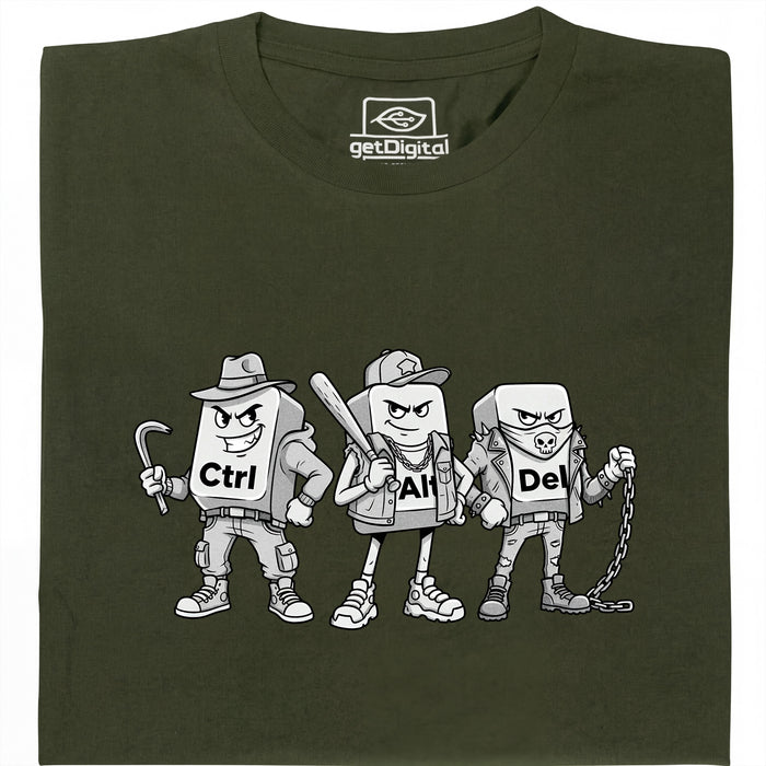 Ctrl Alt Del - La Banda Más Dura del Teclado - Vista Principal Camiseta Verde Oscuro