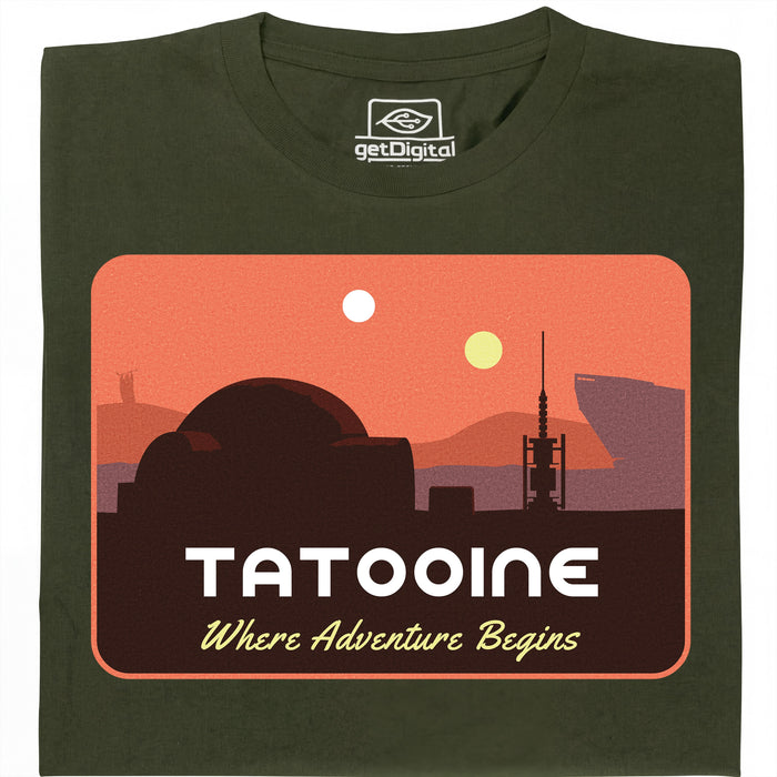 Where Adventure Begins - Vista principale T-shirt Verde Scuro