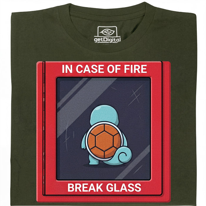 In Case of Fire - Break Glass - Vista principal Camiseta Verde Oscuro