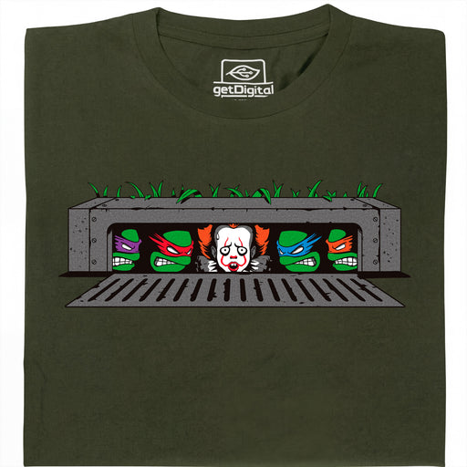 IT vs. Turtles - Vista principale T-Shirt Verde Scuro
