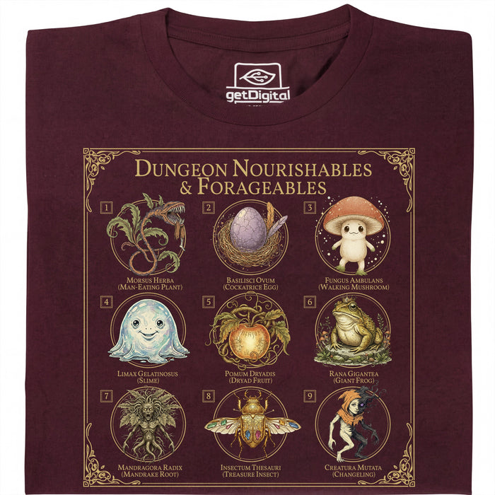 Dungeon Nourishables - Hoofdweergave T-shirt Donkerrood