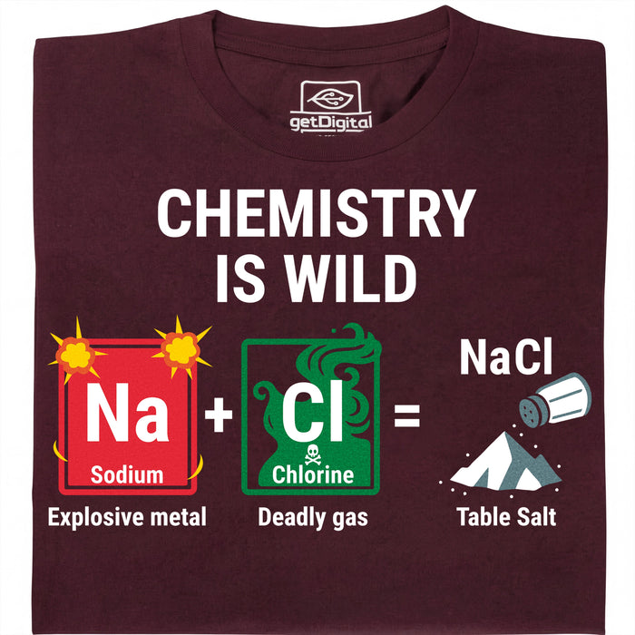 Chemistry Is Wild - Vooraanzicht T-shirt Donkerrood