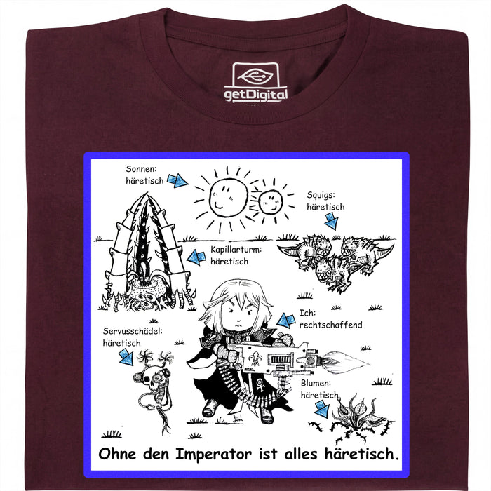 ¡Todo es Herético! - Vista Principal Camiseta Rojo Oscuro