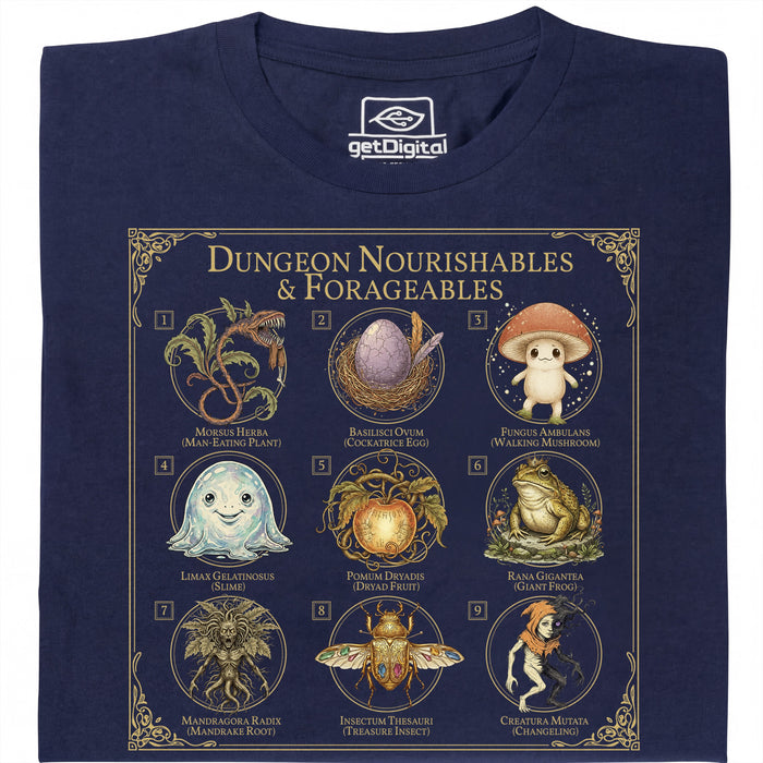 Dungeon Nourishables - Hoofdweergave T-shirt Marineblauw