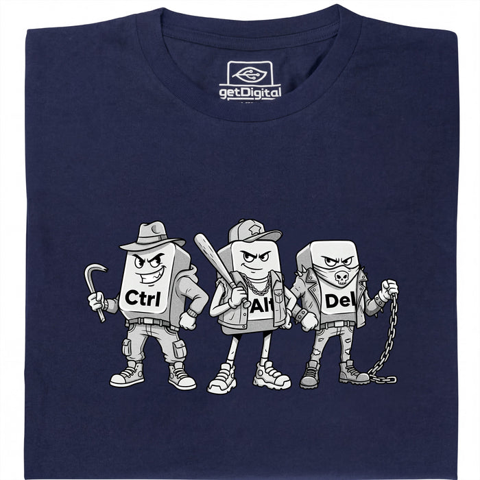 Ctrl Alt Del - La Banda Más Dura del Teclado - Vista Principal Camiseta Azul Marino