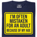 Mistaken For An Adult - Vista principale T-Shirt Blu Marino