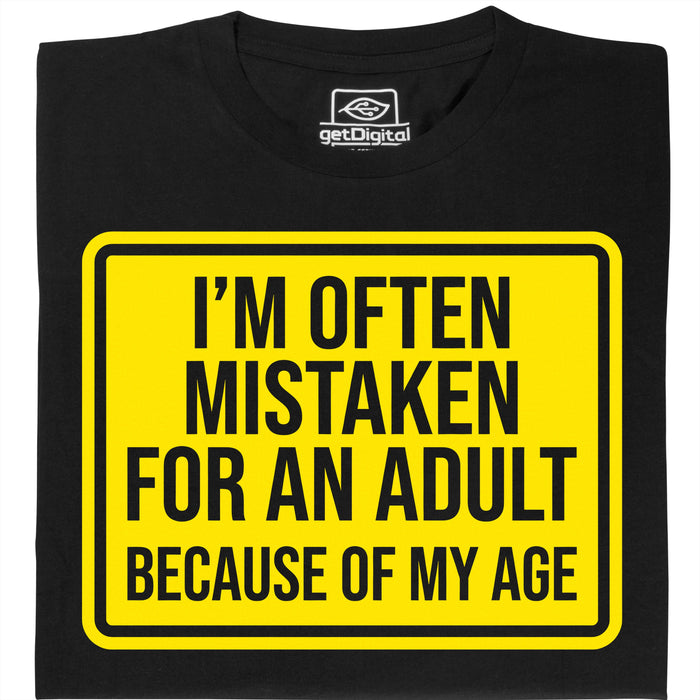 Mistaken For An Adult - Vista principale T-Shirt Nero