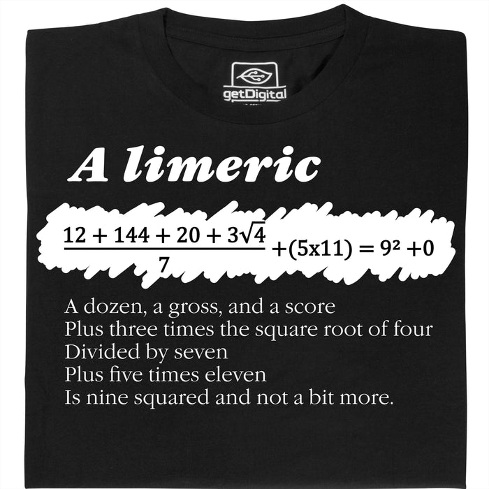 A Limerick - Poème mathématique avec équation - Vue principale T-shirt Noir