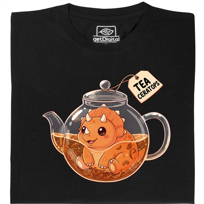 Tea-Ceratops - Hoofdweergave T-Shirt Zwart
