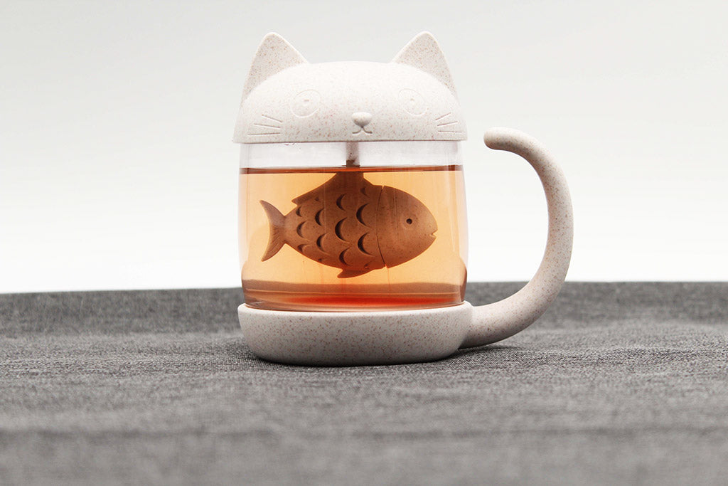 Katzen-Teetasse mit Teesieb