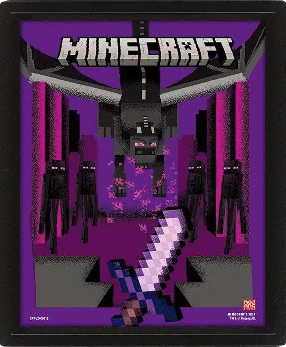 Framed Minecraft Ender Dragon wall decoration