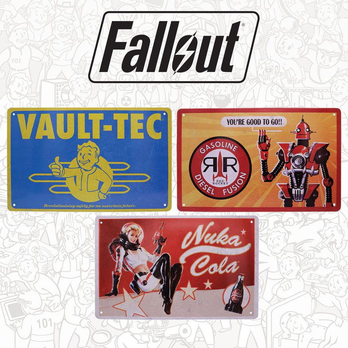 Fallout Blechschilder 3er-Set (Vault-Tec, Red Rocket, Nuka Cola)