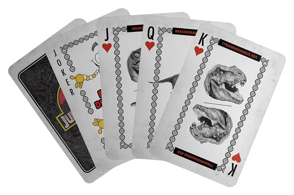 Confezione regalo Jurassic Park con carte da gioco, spilla e portachiavi