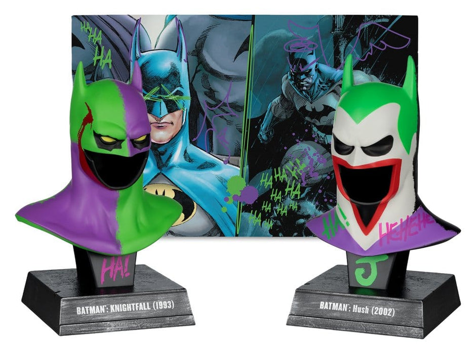 Batman Masken-Repliken Knightfall und Hush im Joker-Look