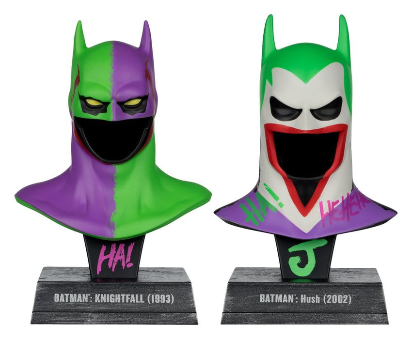 Batman Masken-Repliken Knightfall und Hush im Joker-Look